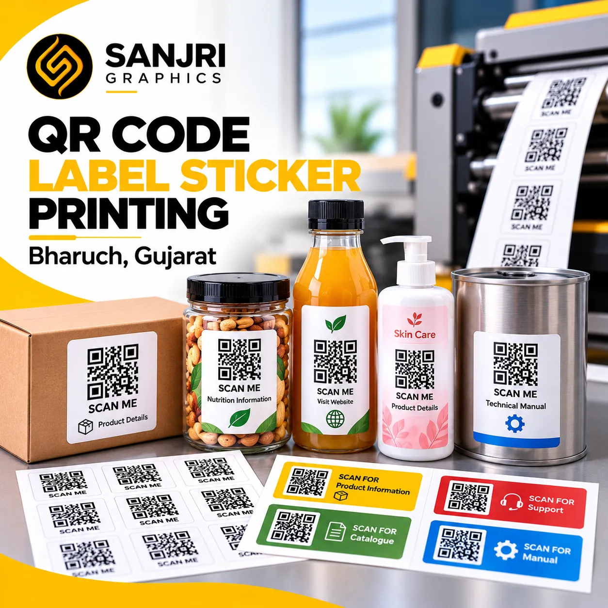 QR Code Label Sticker Printing Bharuch Gujarat Sanjri Graphics