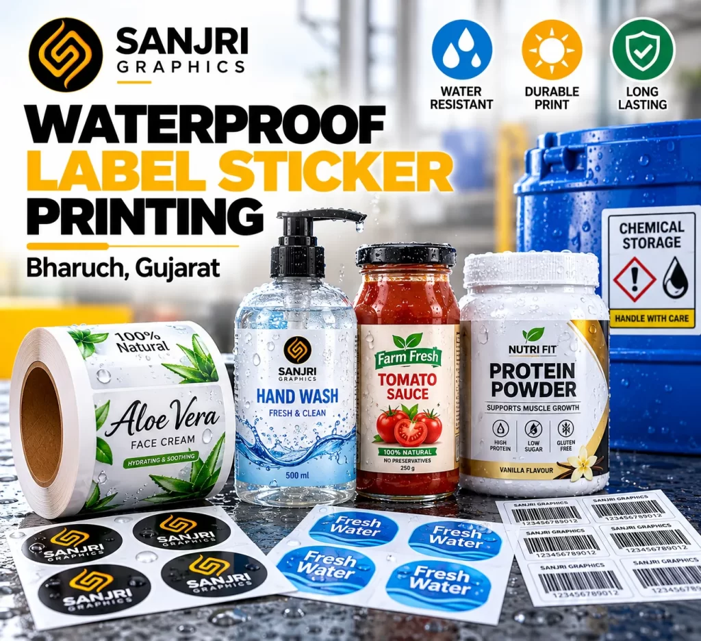 Waterproof Label Sticker Printing Bharuch Gujarat by Sanjri Graphics